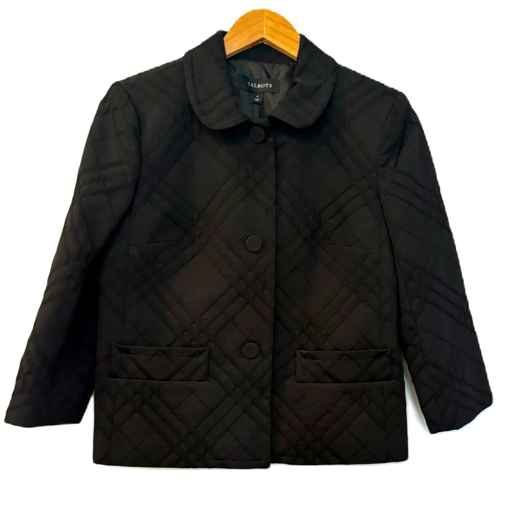 Talbots NWT Black Diamond Pattern Suit Jacket Size 4